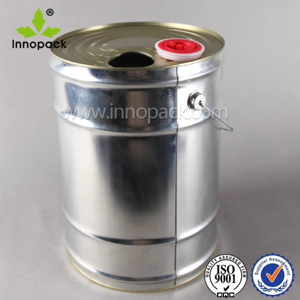 18L Customized Round Tin Barrel Oil Can with Press Cap and Metal Handle