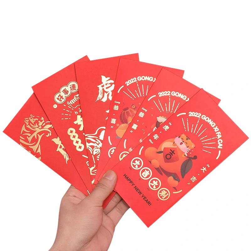 6 PCS papel de ano novo em pacote vermelho chinês Envelopes vermelho Envelope