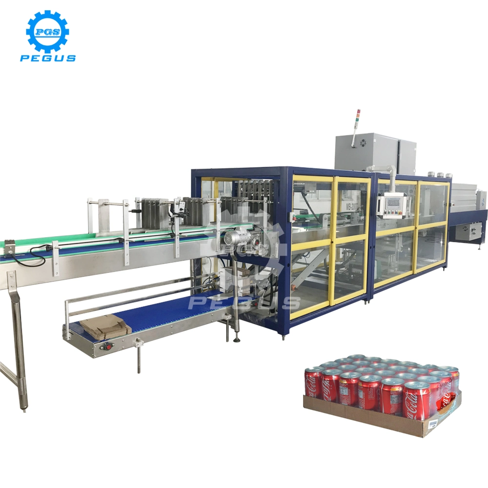 Automatic High Speed PE Film Shrink Package Machinery Stretch Film Wrapping Packing Machine with Carton Tray for Bottled Water Drink Production Line