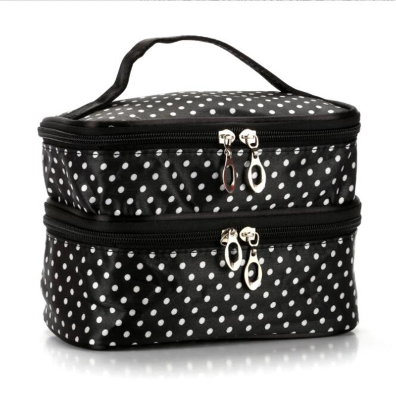 Hot Sales Wave Point Double Layer Cosmetic Bags Cases Boxes