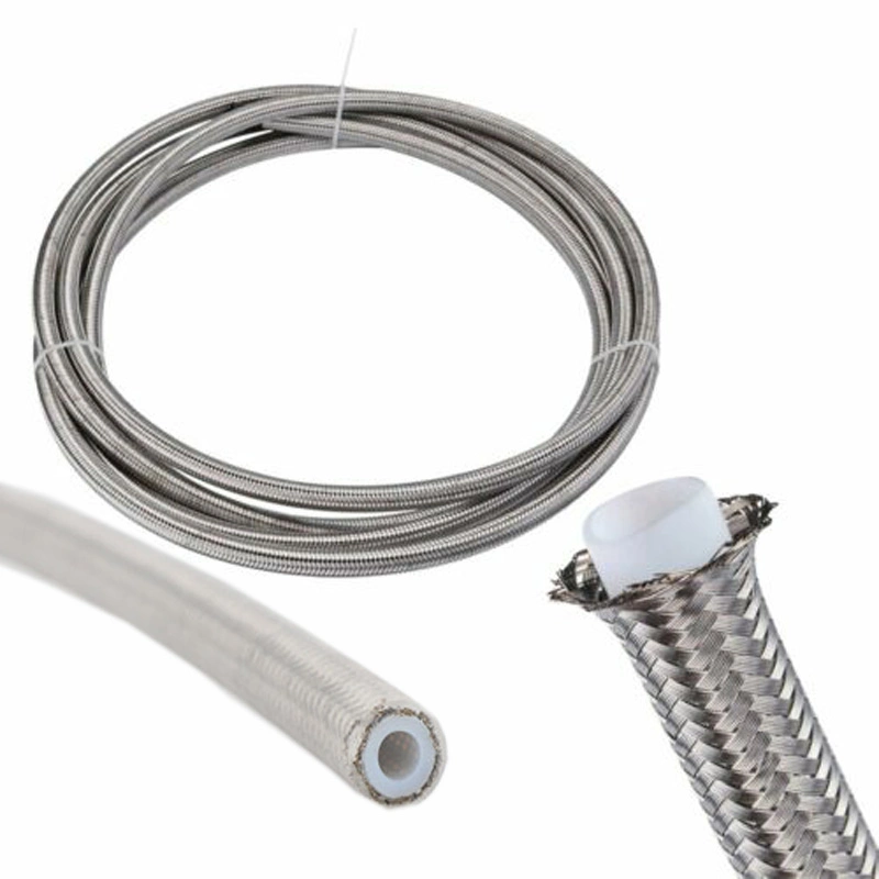 Hochdruck 3an 1/8*7,5mm 3/16*9,5mm 4AN 6an 8an 10An flexibel 304 Edelstahl Draht Geflochten Glatte Bohrung Hitzebeständigkeit Teflon PTFE- oder Nylon-Kraftstoffschlauch