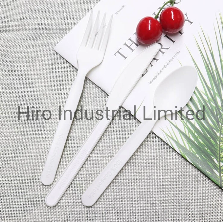 7 Inch Cpla 100% Compostable Cutlery Set Knife Spoon and Fork