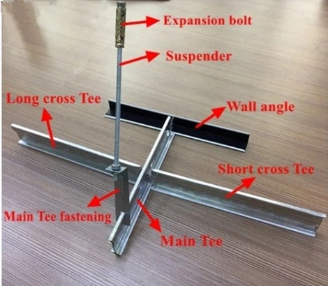 Suspended T Bar/T Grid for PVC Laminated Ceiling Tile and Plasterboard