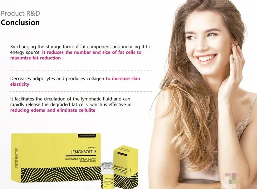 Solution d'ampoule de Lemonbottle Cincelar plus certifiée lipolyse dissoudre la graisse Kybella Injection de Belkyra pour abdomen à double-menton flancs cuisses bras perte de poids