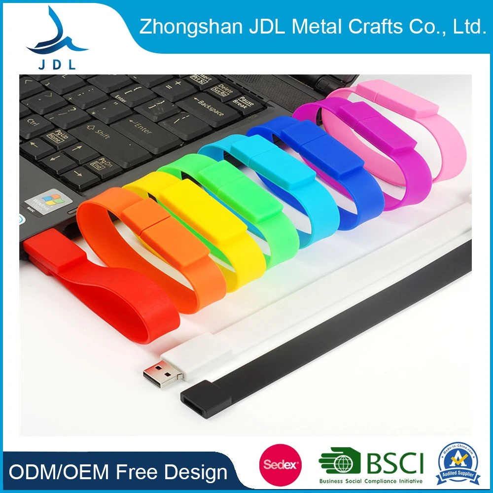 Factory Cheap Price Offset Printed Free Sample Energy Glow Event Rubber Silicone Bangle for Gifts USB Flash Drive Bracelet