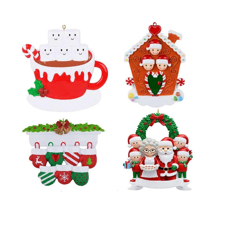 High Quality Christmas Ornaments Christmas Tree Decoration Ornament Resin Coffee Cup Family Deer Hanging Pendant Home Decor