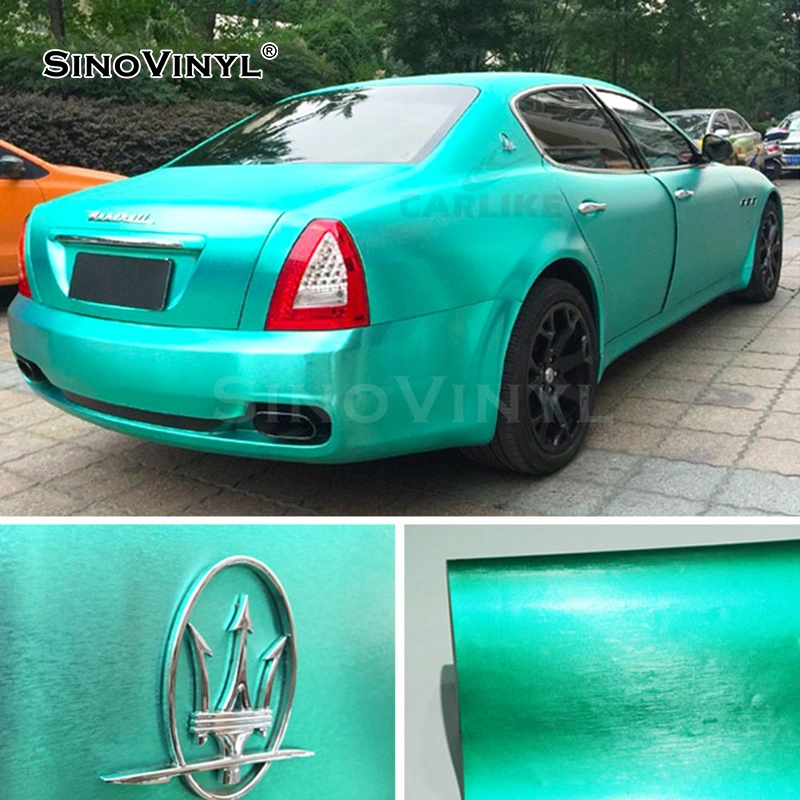 SINOVINYL Chrome Brushed Light Blue Wrapping Rolls Custom Wrap Wrapping Rolls Car Sticker