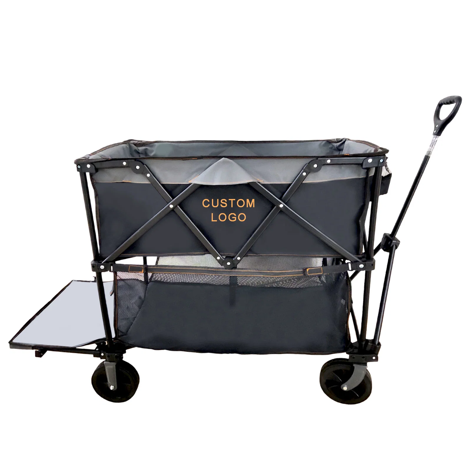 Gt1817 Large Capacity Heavy Duty Double Decker Folding Wagon Cart with Extension Handle, All-Terrain Big Wheels