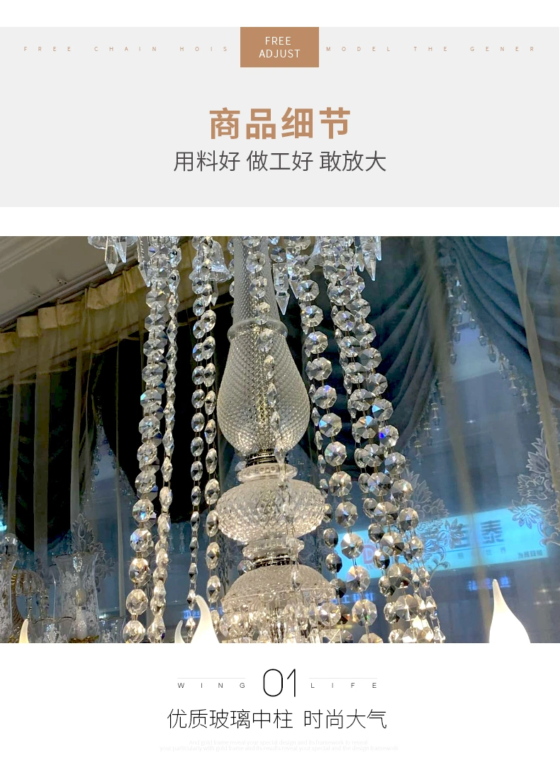 Crystal LED Ceiling Lamp Luxury Stair Chandelier Light Fixture Pendant