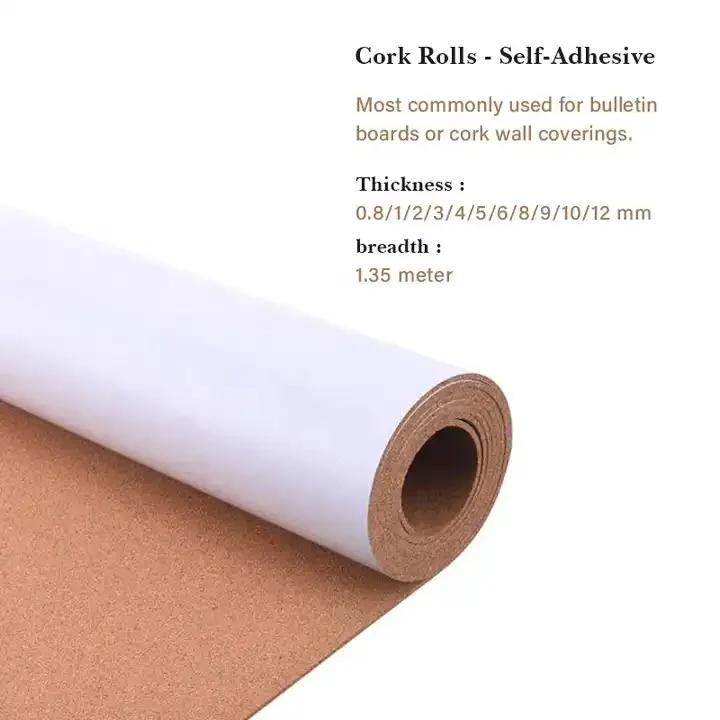Self Adhesive Cork Rolls 1/8 Inch 3mm Eco-Friendly Thick Cork Boards for Walls Cork Rolls