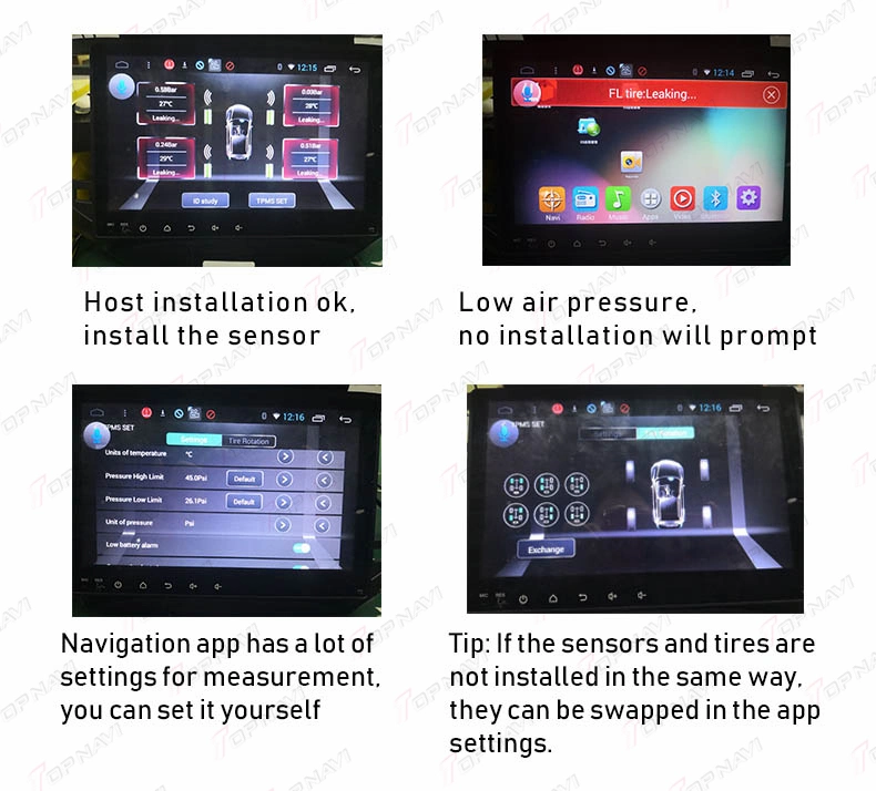 OBD TPMS Car Tire Pressure Monitoring Display System Monitor Security Alarm Intelligent for Android Car Radio Player GPS Navigation