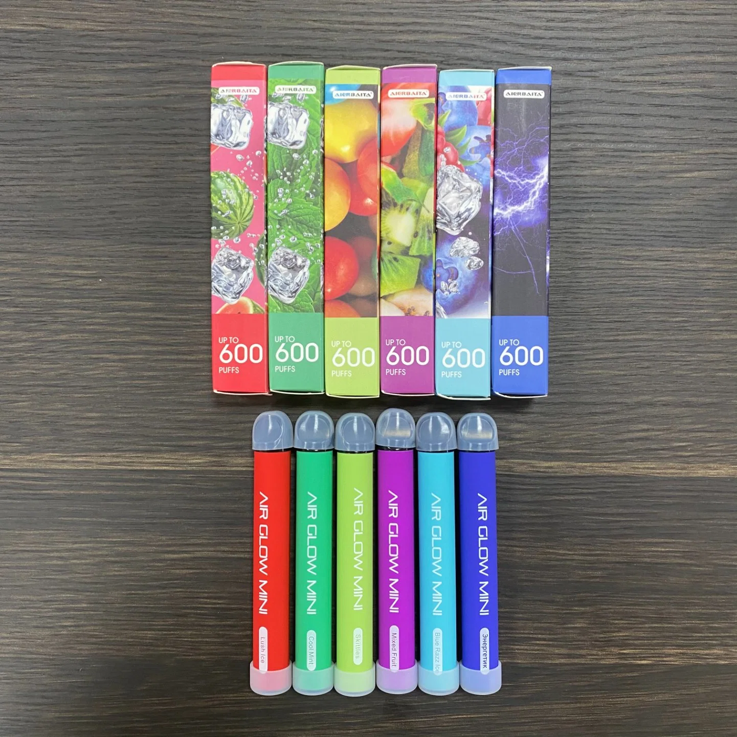 Marca OEM Air Glow Mini 600 borlas para 3,6 ml de líquido e frutas descartáveis Vape Pen Cigarro Eletrônico