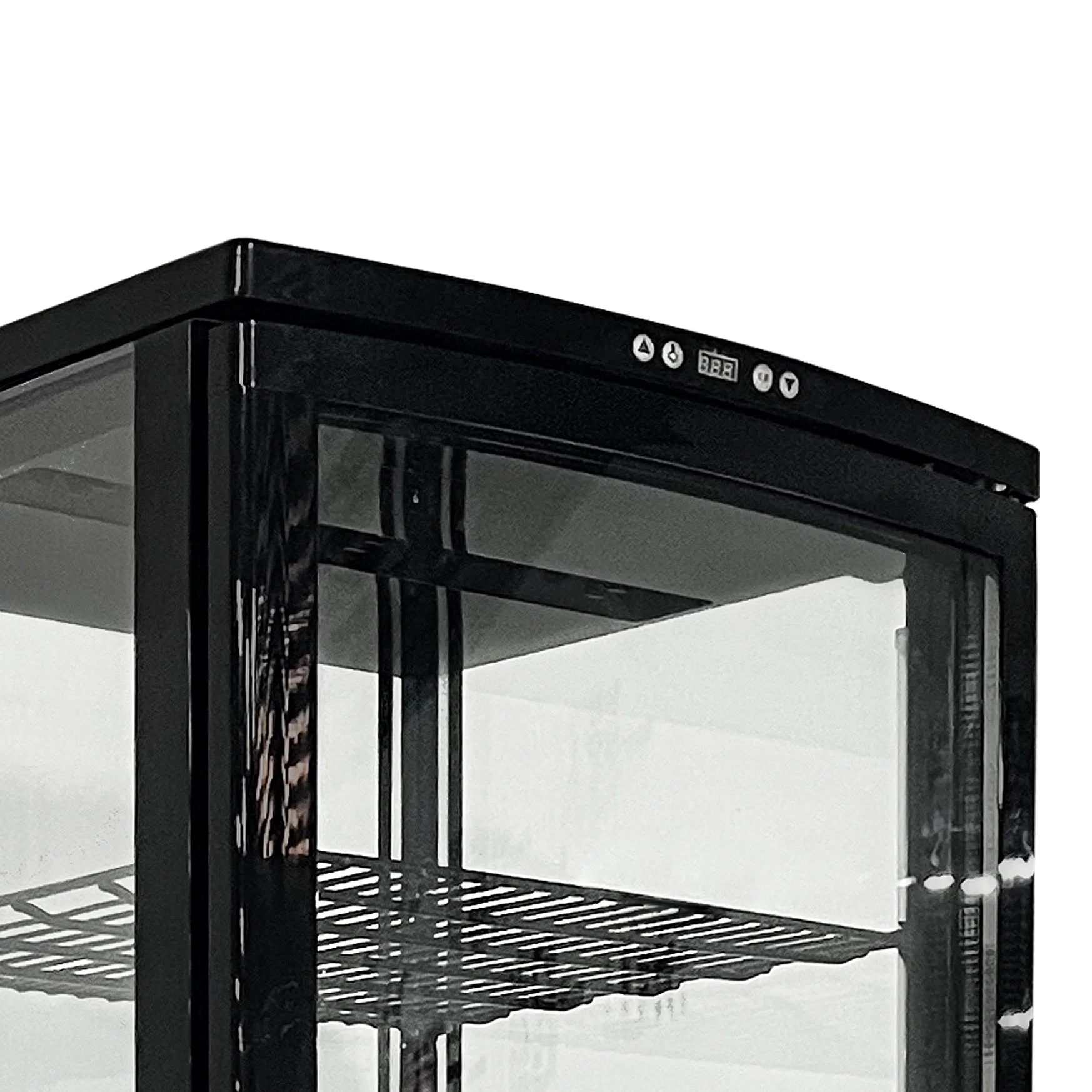 238L Commercial Wine Cabinet Four Sides Clear Glass with LED Lights Refrigerated Display