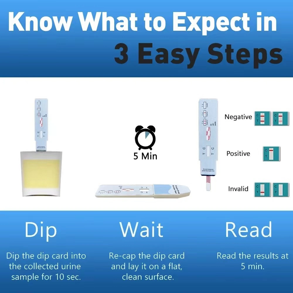 Panel de solo un paso de orina Prueba de la DOA Drugtest Thc tarjetas DIP de Kit de prueba