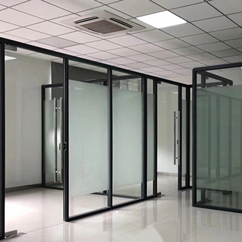 Floor to ceiling Glass Partition Screen with Glass Sliding or Swing Door