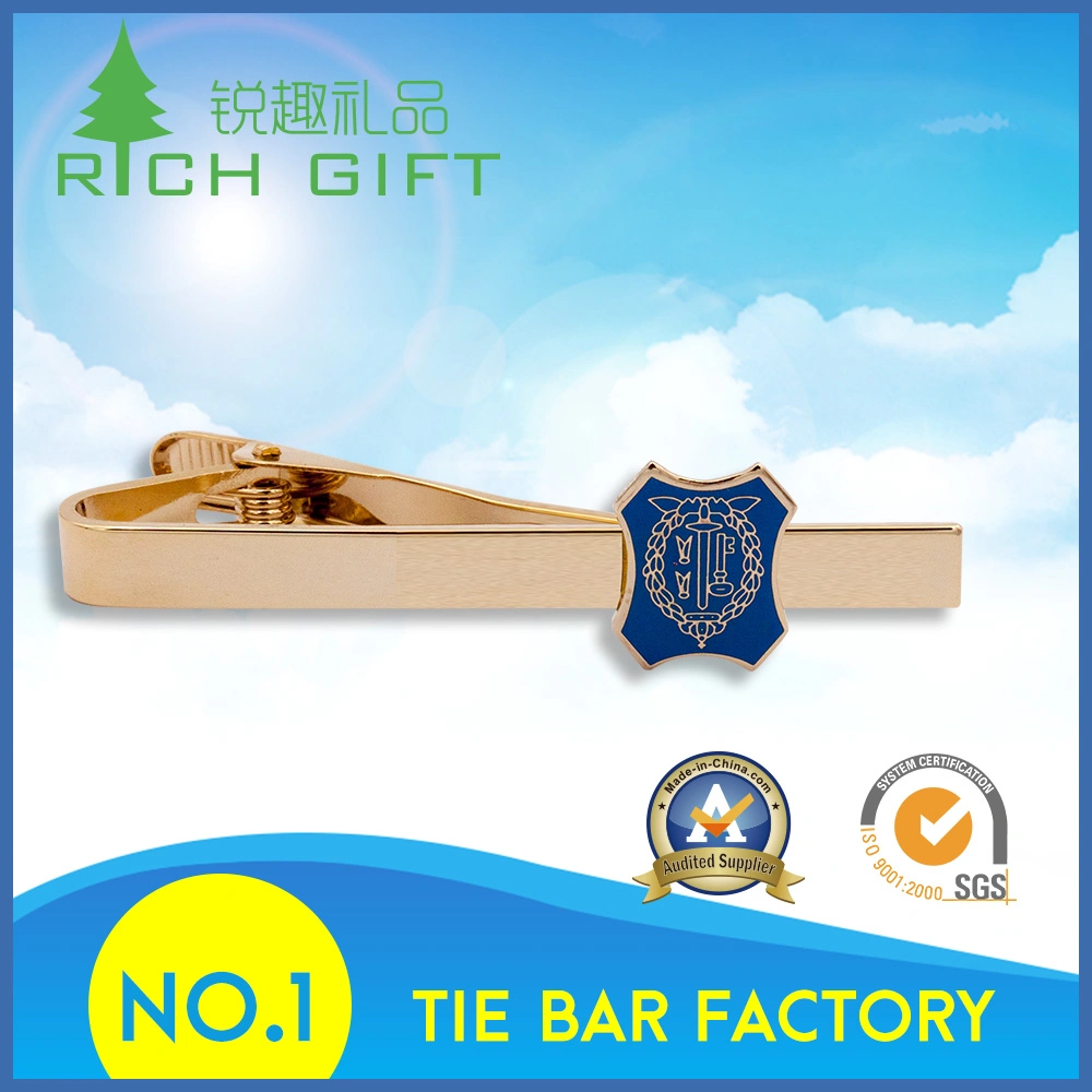 Customized Fashion Office Soft Enamel Metal Brass Blank Gold Plated Tie Bar for Souvenir Promotional Gift