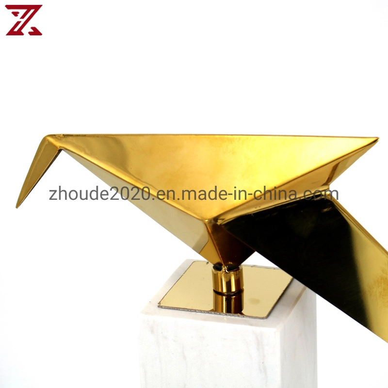 European Style Gold Bird Shape Figurine Natural Marble Base Luxury Modern Metal Pieces Home Decoration for Office