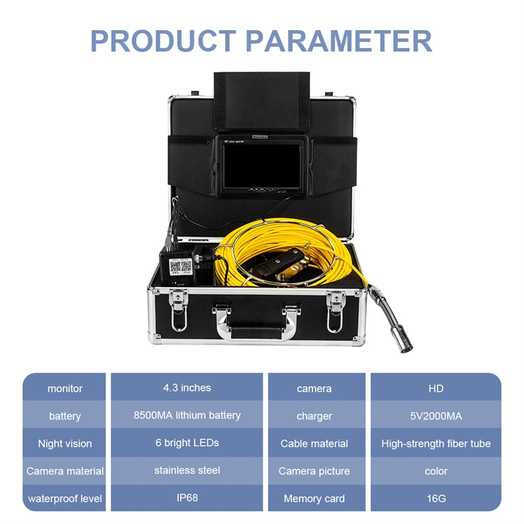 Hot Sell 20m Cable Drain Duct Camera with DVR Recording