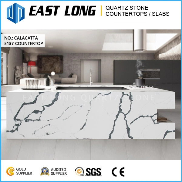Comptoir en pierre à quartz de couleur marbre de haute qualité (surface Calacatta)