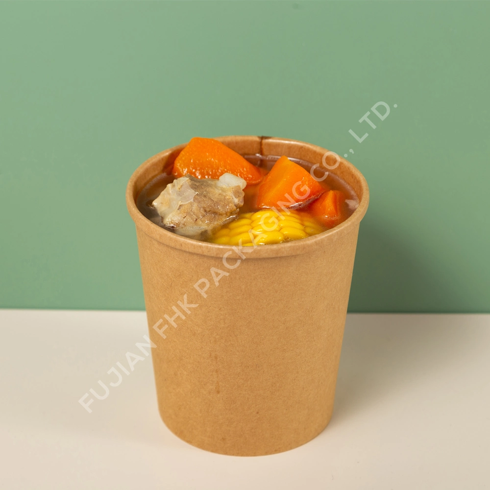 Food Container Custom Printed Disposable Kraft Paper Salad Bowl
