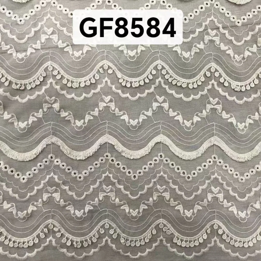 GF8584 Wholesale 3D Embroidery Cotton Lace Fabric for Women Dresses