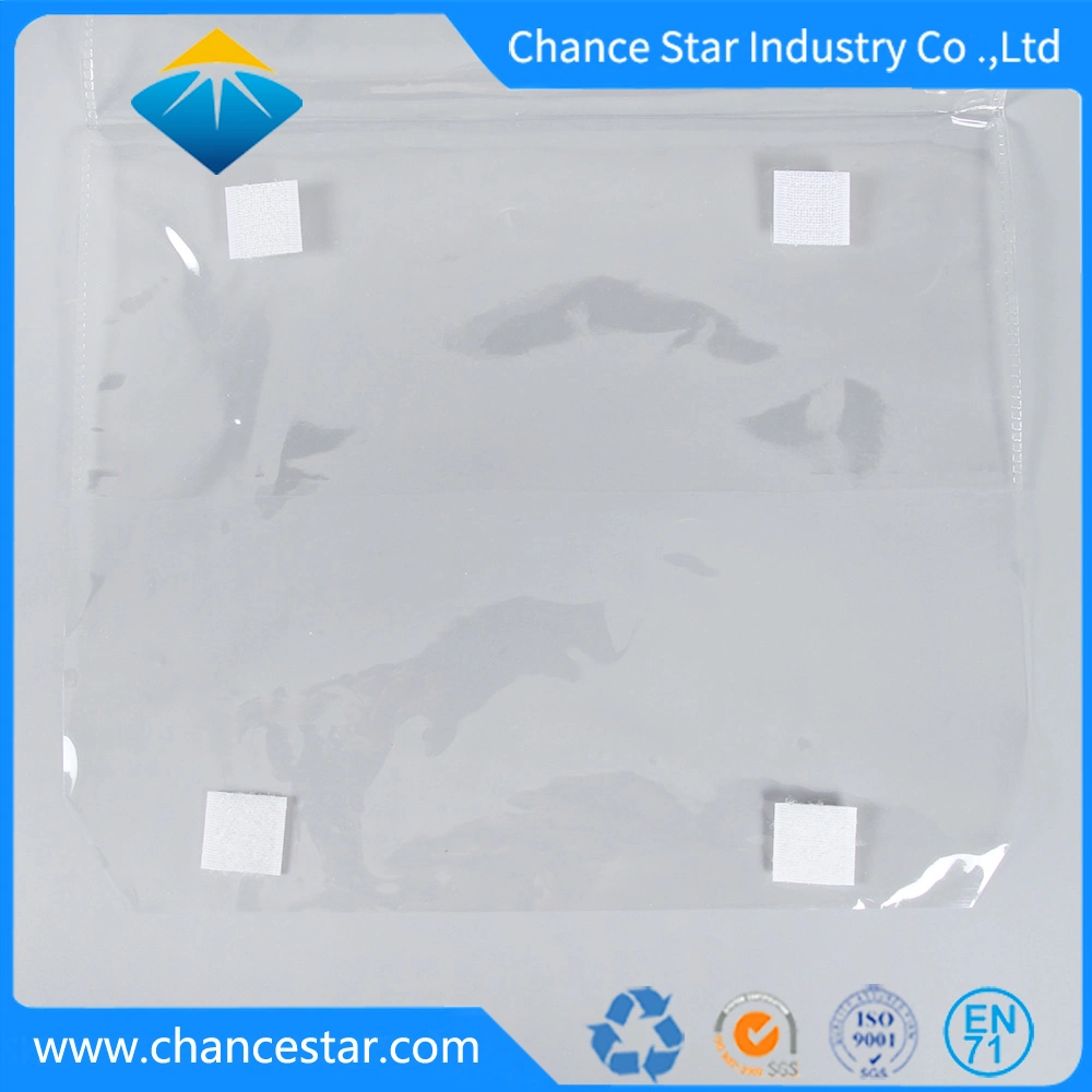 Custom Clear Packaging PVC Zipper Hanger Bag with Magic Sticker