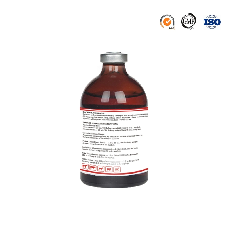 Veterinario GMP Xilazina HCl 100 mg de solución de inyección de caballo y Cervidae