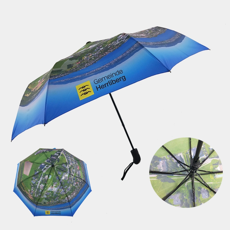 Auto Open Custom Digital Printing 3 Folding Promotional Umbrella