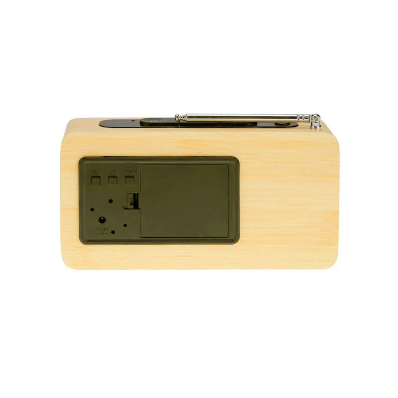 Mini pantalla Antique Radio de madera con reloj despertador LED