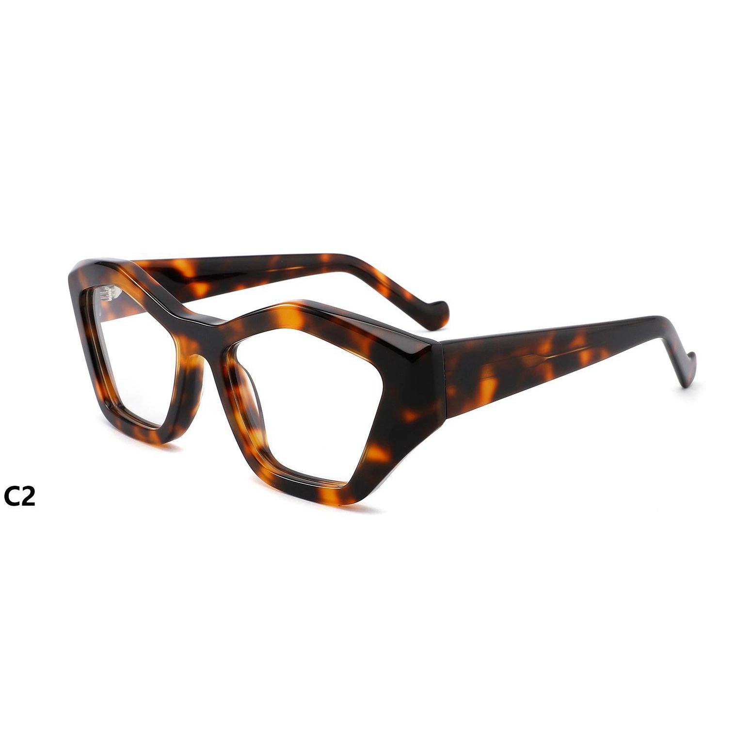 High Strength Hinge Chamfered Thickened Acetate Glasses Frames Optical with Gradient Big Size Eyewear