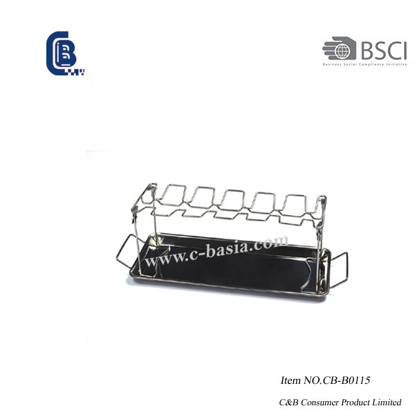 Stainless Steel Grilled Chicken Leg Wing Rack with Drip Pan BBQ Rack