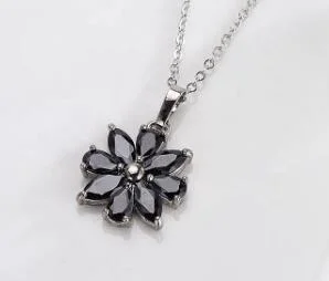 Black Eight Petals Stone Staggered Jewelry Temperament Jewelry Set