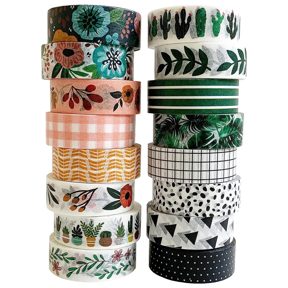 Japanese Decoration Printed White Paper Block Washi Tapes Set Sticker Stationery Tapes