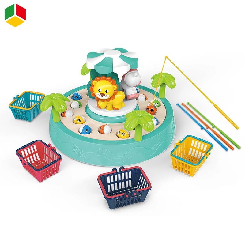 QS exterior educacional das crianças pesca simulada de água de Brinquedos Play Diversões rotativa eléctrica Cartoon Animal Tabela de pesca brinquedo com luz de música