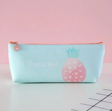 Oxford Cloth Pencil Bag Pineapple Print Stationery Bag Mesh Zipper File Bag Change Bag