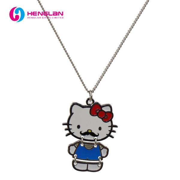 Fashion Silver Plated Polish Enameled Metal Alloy Skull Pendant Necklace for Imitation Jewelry