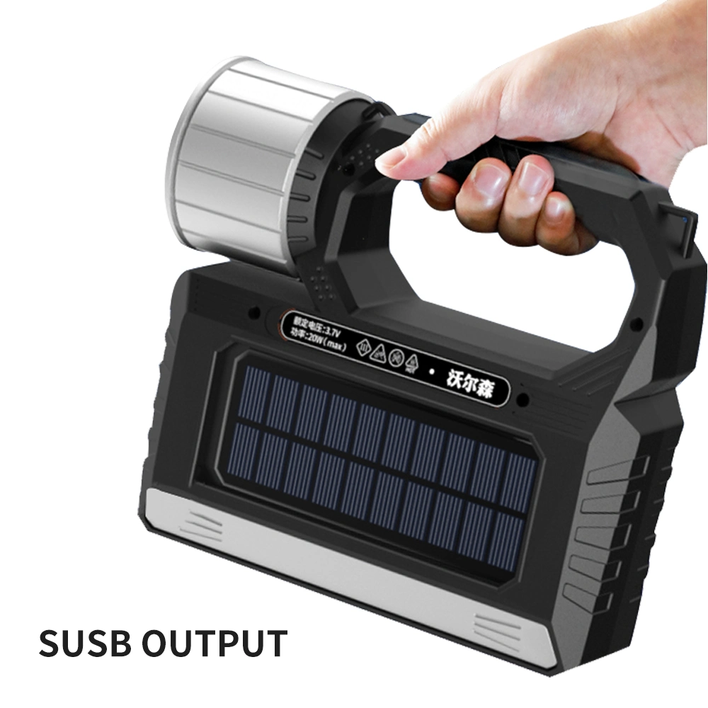 Warsun Outdoor 1000lm Tipo C Solar de emergencia LED multifunción Luz de búsqueda de alta potencia para búsqueda y rescate