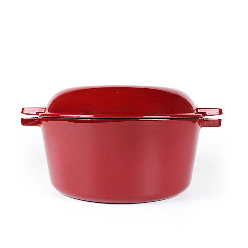 Heavy Duty Pre-Seasoned 2 in 1 Cast Iron 5.0qt Double Dutch Oven