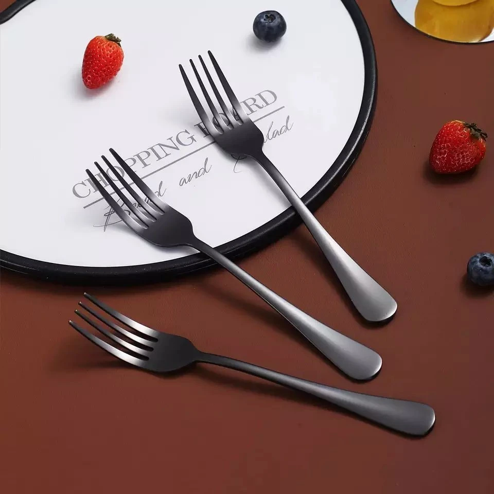 Wholesale Wedding Restaurant Cutlery Table Dinner Stainless Steel Silverware Black Fork