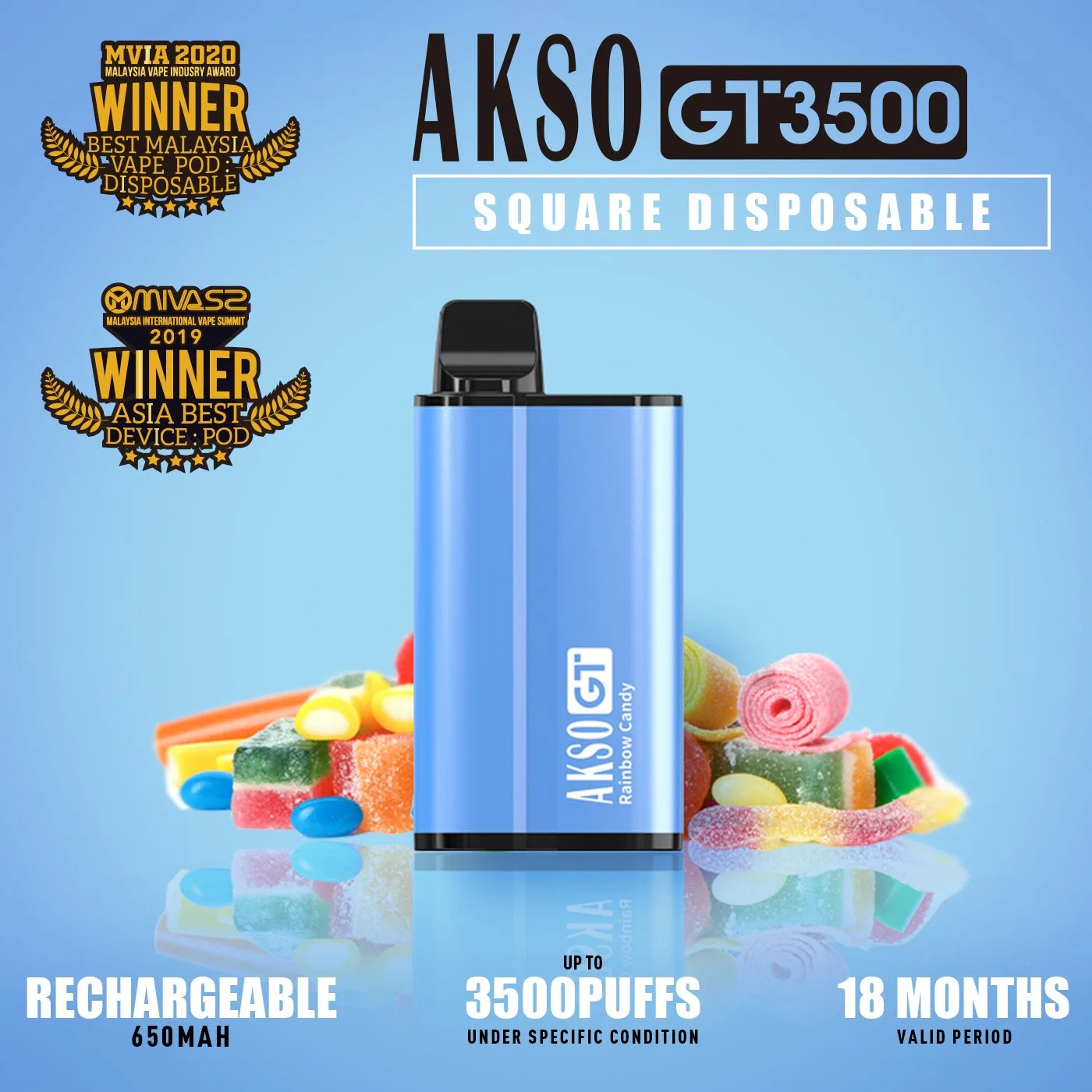 Malaysia Most Popular Product Akso Disposable Gt 3500puffs New Square Disposable