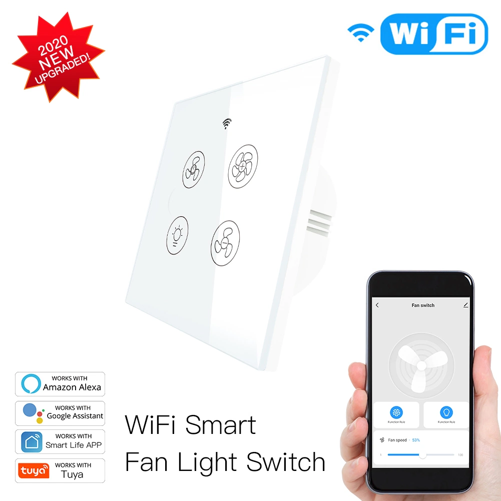 Tuya Smart Fan Light Switches Touch Wall Switches Alexa