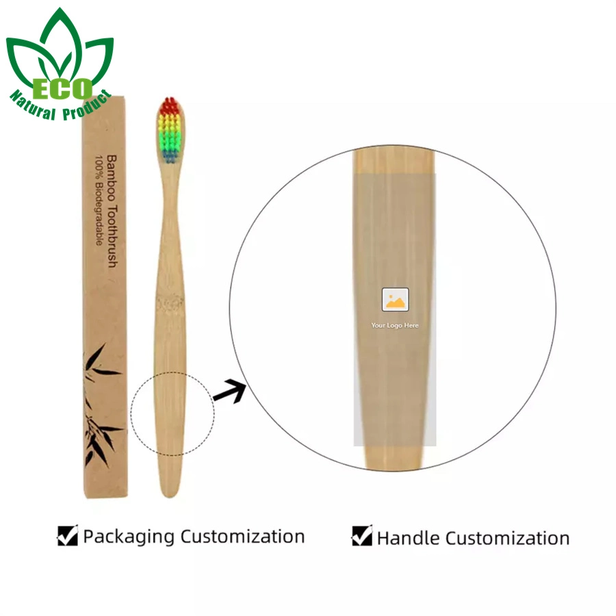 Flat Handle No Plastic Eco Natural Bristle Charcoal Bamboo Toothbrush for Hotel