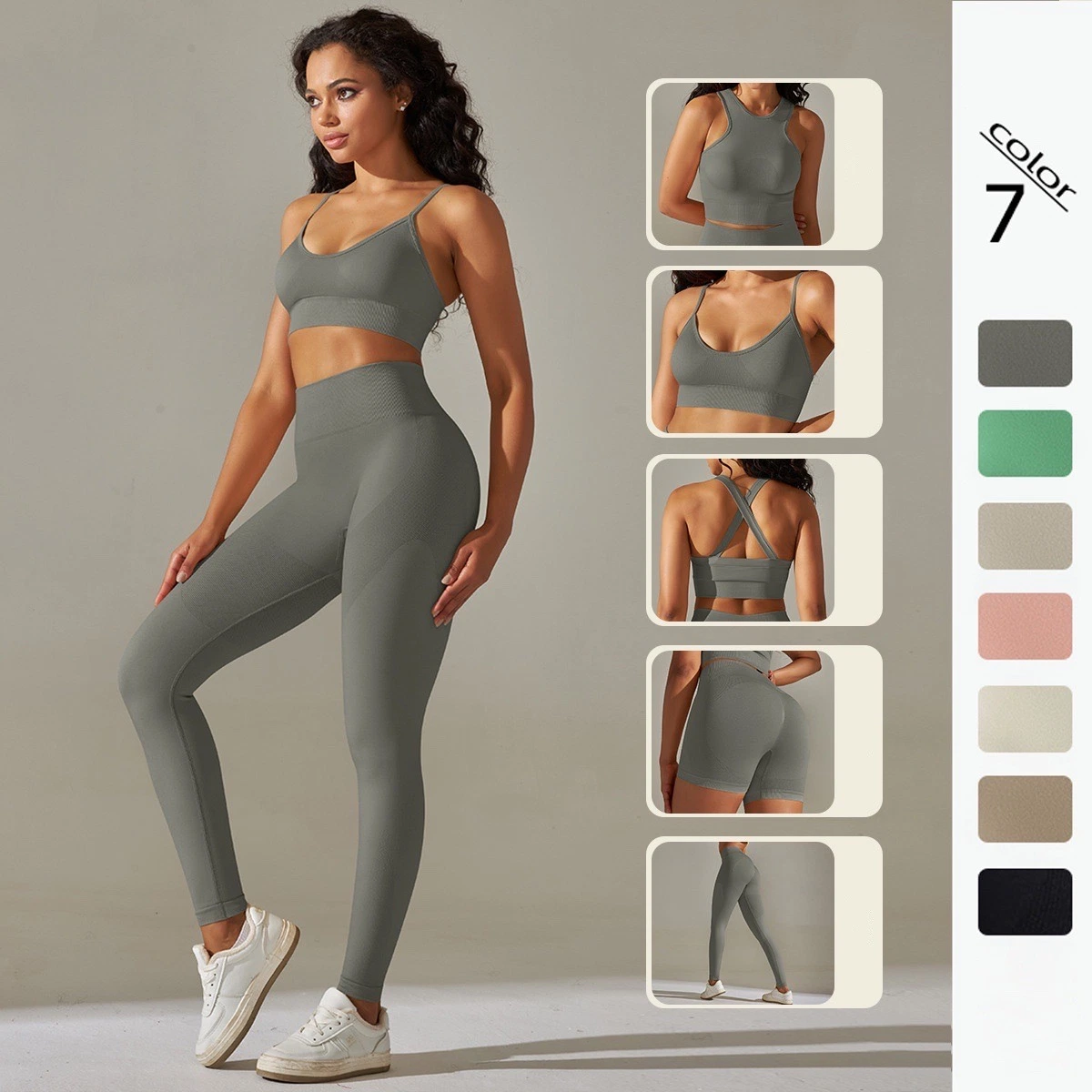 New Design 2/3/4/5PCS Butt Lift Running Exercise Yoga Set, Custom Logo Seamless Yoga Bra + Athletic Shorts + Gym Leggings Sports Outfits Active Wear for Ladies