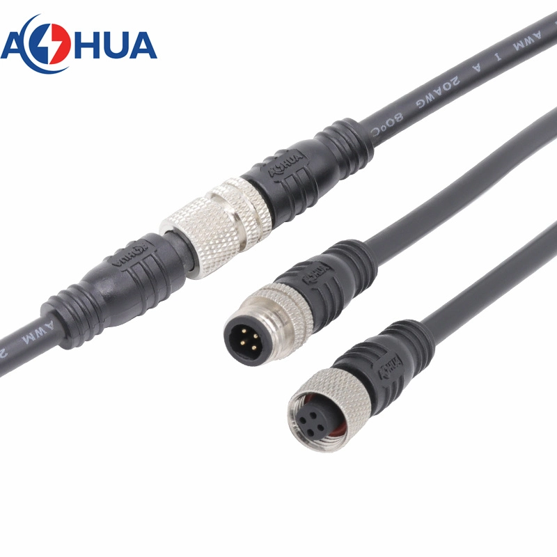 M8 2 Pin Male Female 110V Circular Metal Molded with Cable Connector Plug