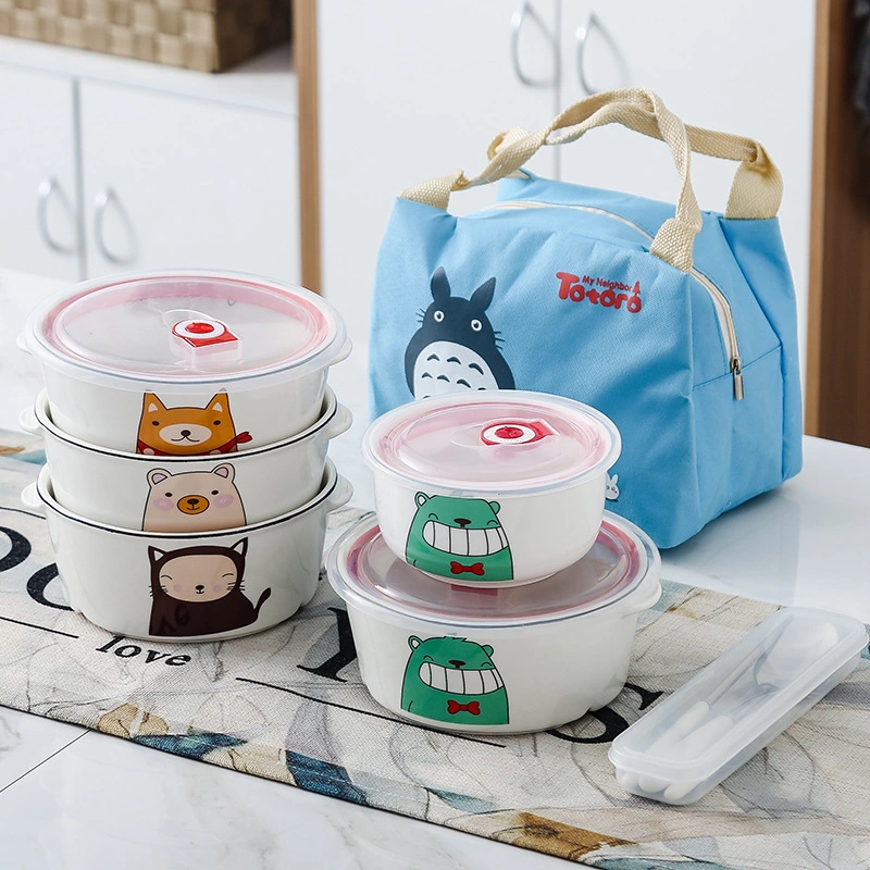 Wholesale/Supplier Ceramic Porcelain Lunch Box Food Container Storage Bowl with Lid