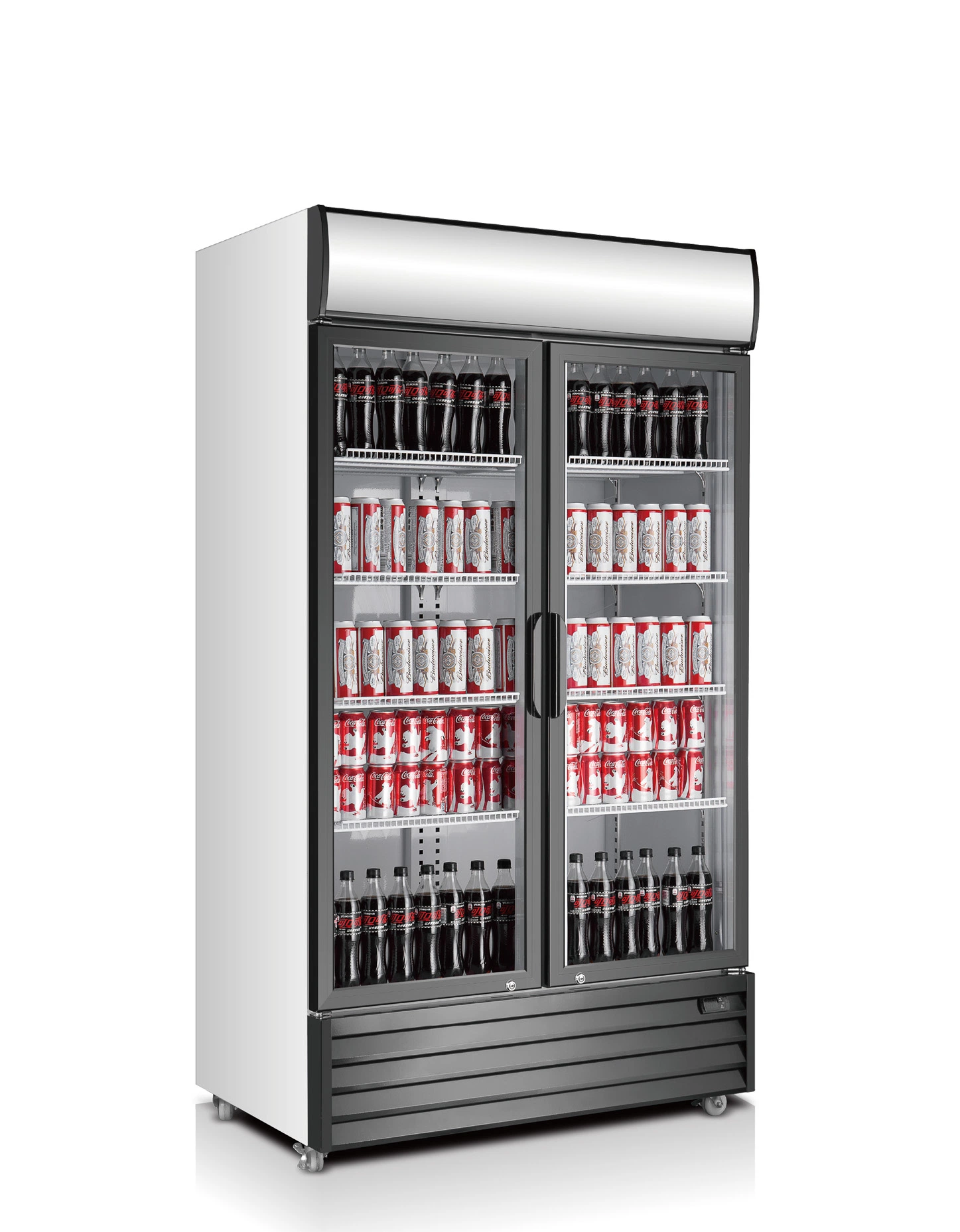 Coke Marca Duas Portas Expositor de Garrafas Refrigerado com Sistema de Refrigeração Dinâmica