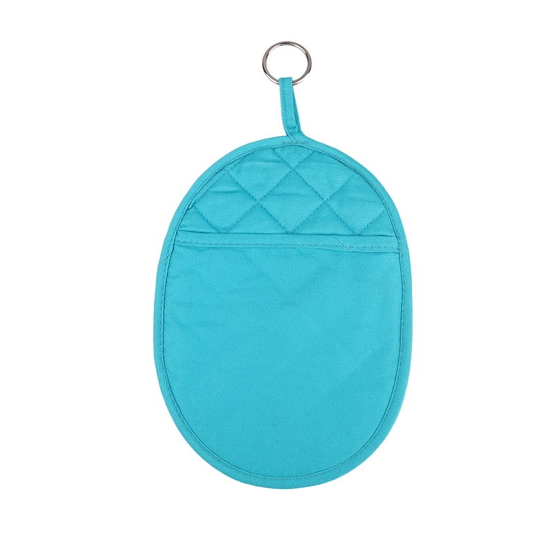 100% Cotton and Neoprene Heat Resistance Oval Pot Holder with Metal Ring