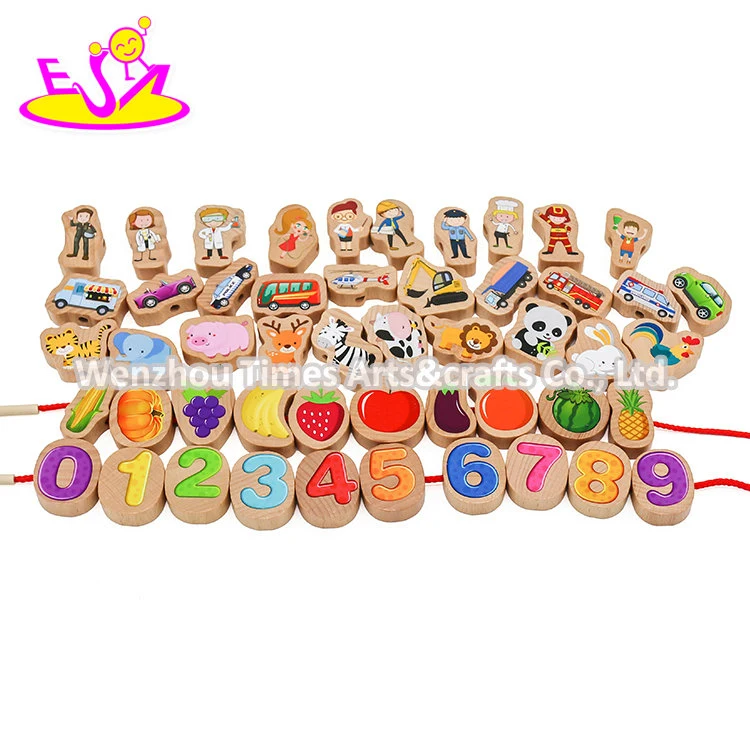 2020 Hot Sale Educational Wooden Stringing Beads for Toddlers W11e158