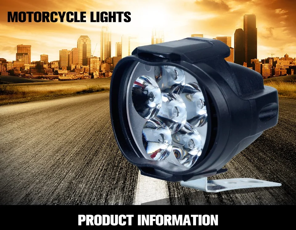 الدراجات النارية الضوء الأمامي 6500K أبيض فائق السطوع 6 LED نقطة عمل مصباح الضباب الخفيف بالدراجة البخارية 1200 متر من نوع LED سكوترز ضوء الدراجة