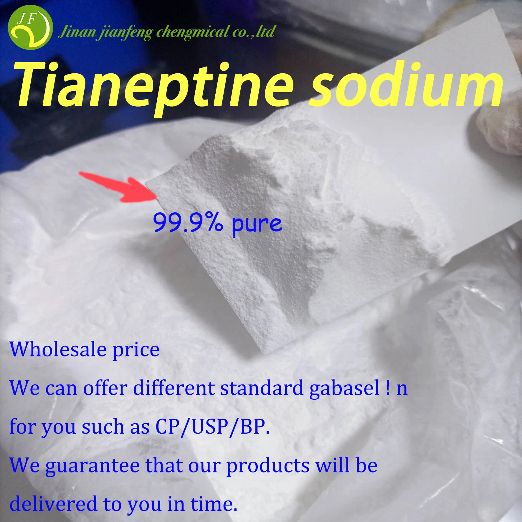 Estados Unidos da fábrica de armazenagem a granel de atacado antidepressivo 99 Pureza Tianeptine sulfato de sódio/CAS 30123-17-2